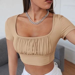 shein ruched bust crop top